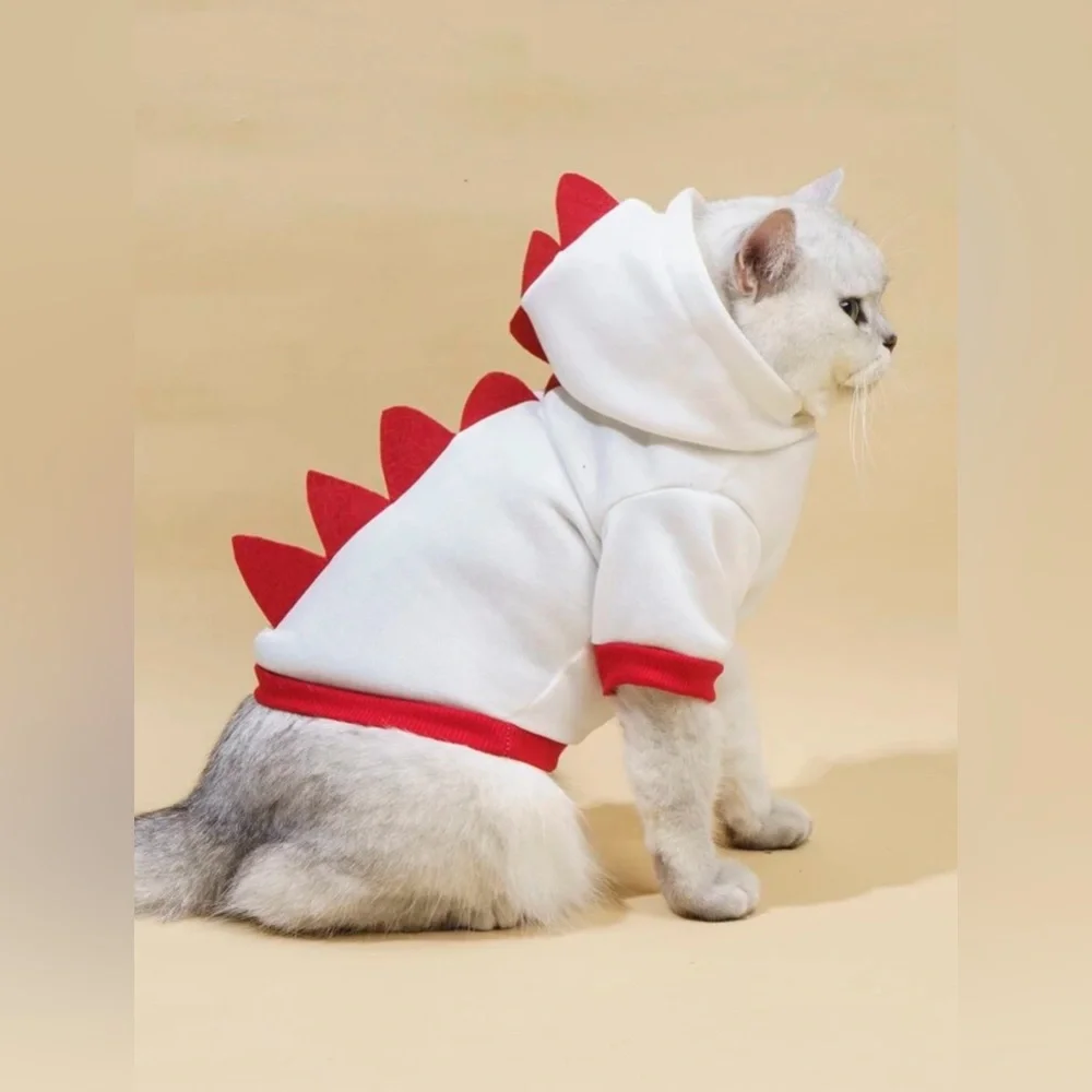 Dinosaur Pet Hoodie - Red and White